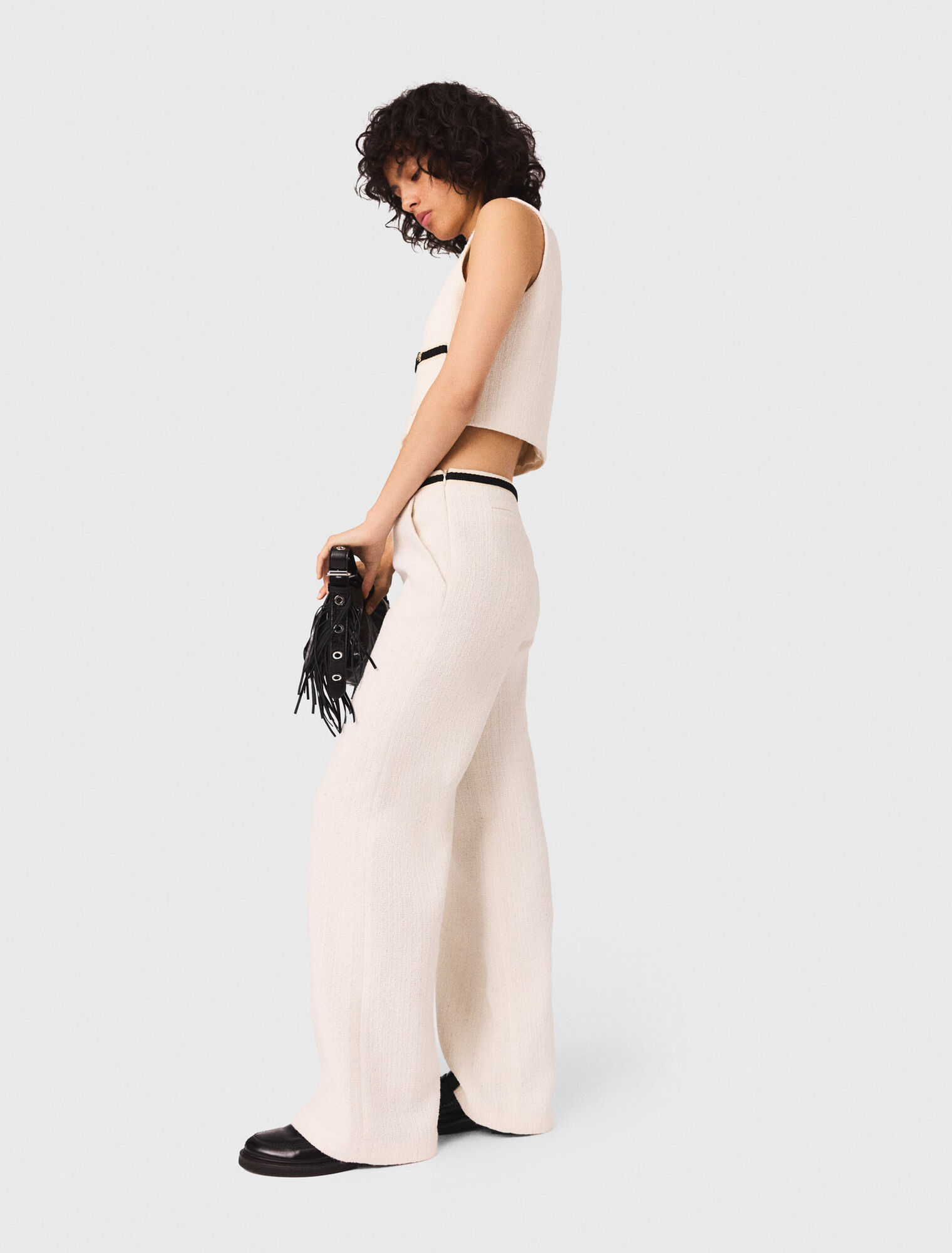 Pantalon large en tweed