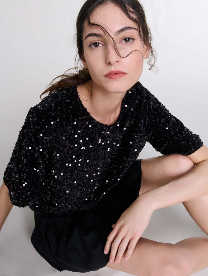 Top en velours et sequins