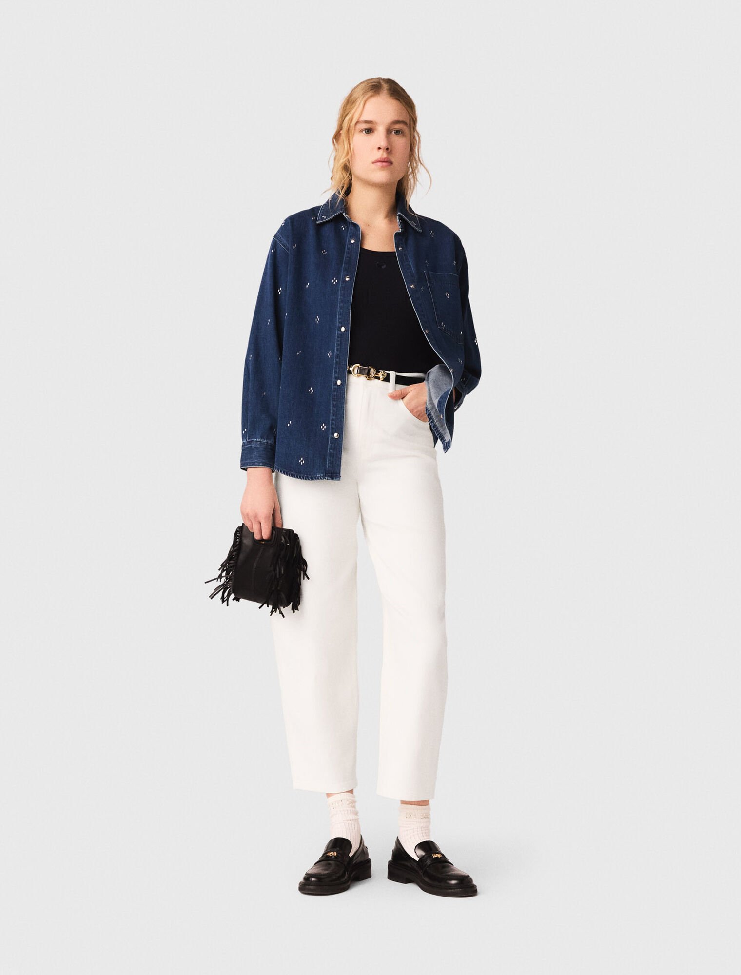 Chemise en denim strass&eacute;