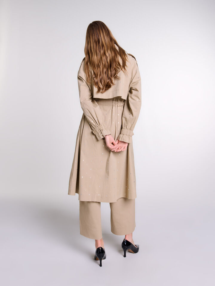 Trench clouté taille élastiquée
