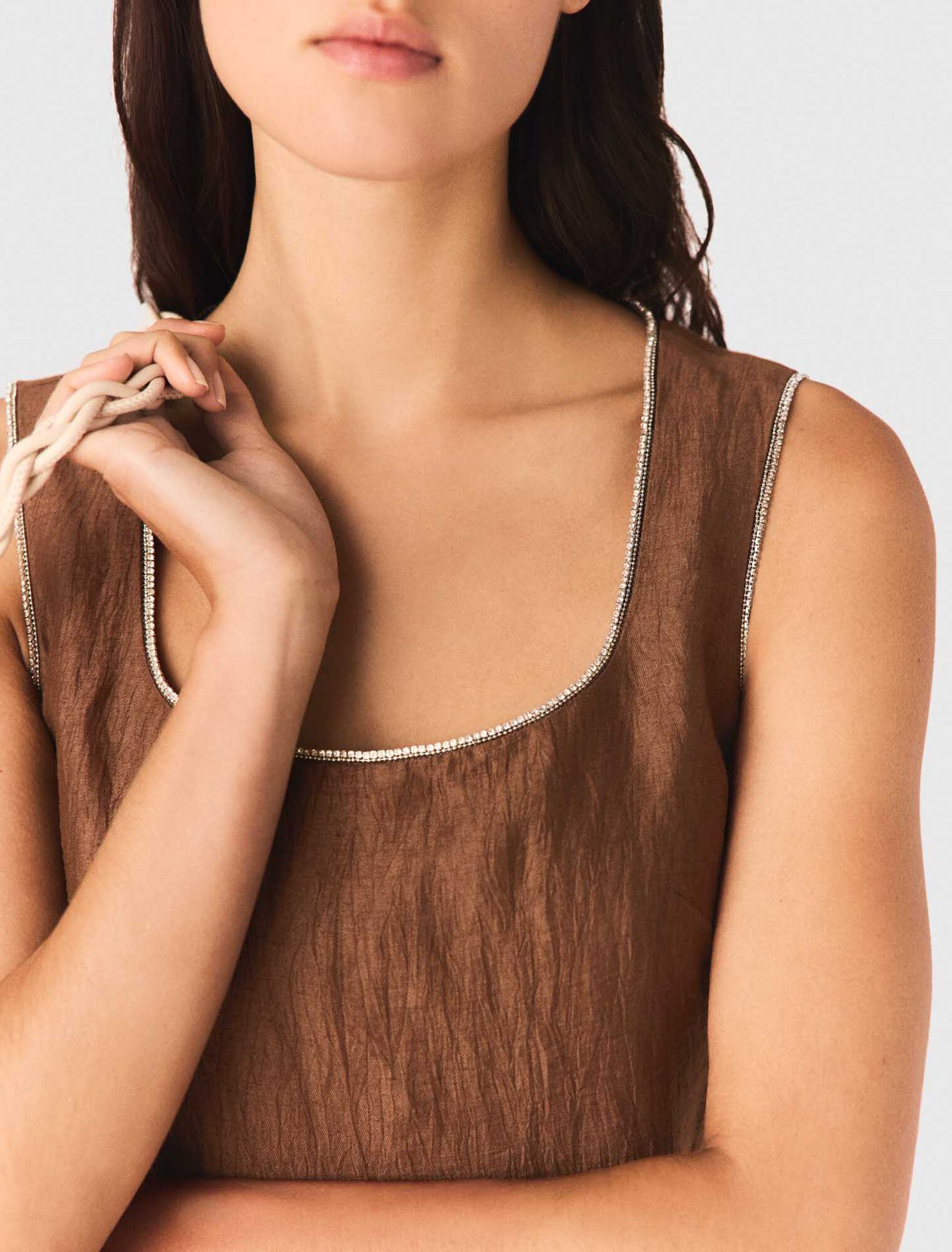 Robe courte en lin m&eacute;lang&eacute;