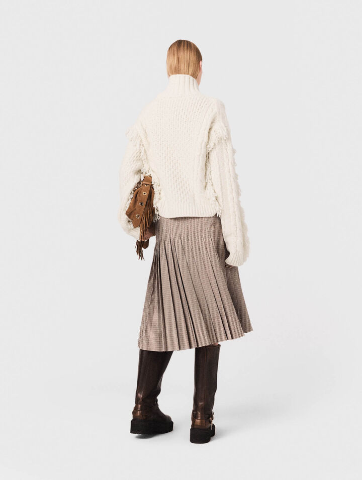 Jupe midi pliss&eacute;e &agrave; carreaux