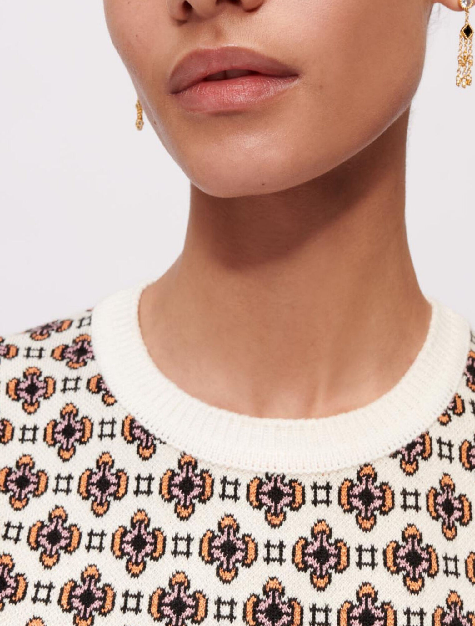 Pull sans manches en jacquard contrasté