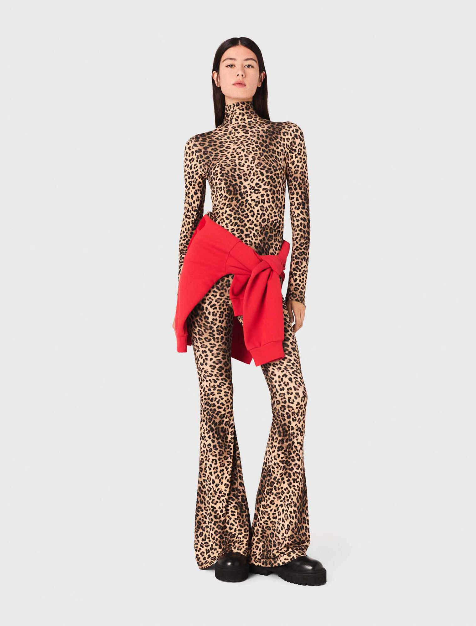 Legging évasé en imprimé léopard