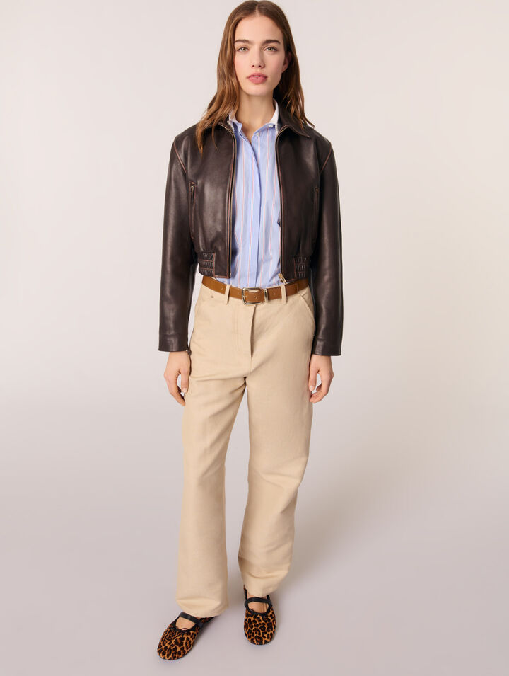 Pantalon tailleur en lin et coton