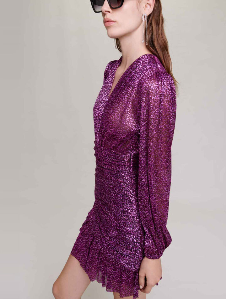 Robe plissée fibres métallisées