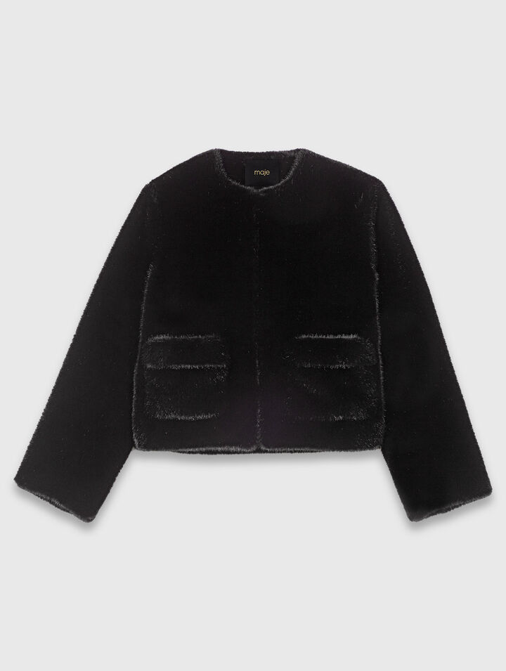 Manteau court en fausse fourrure