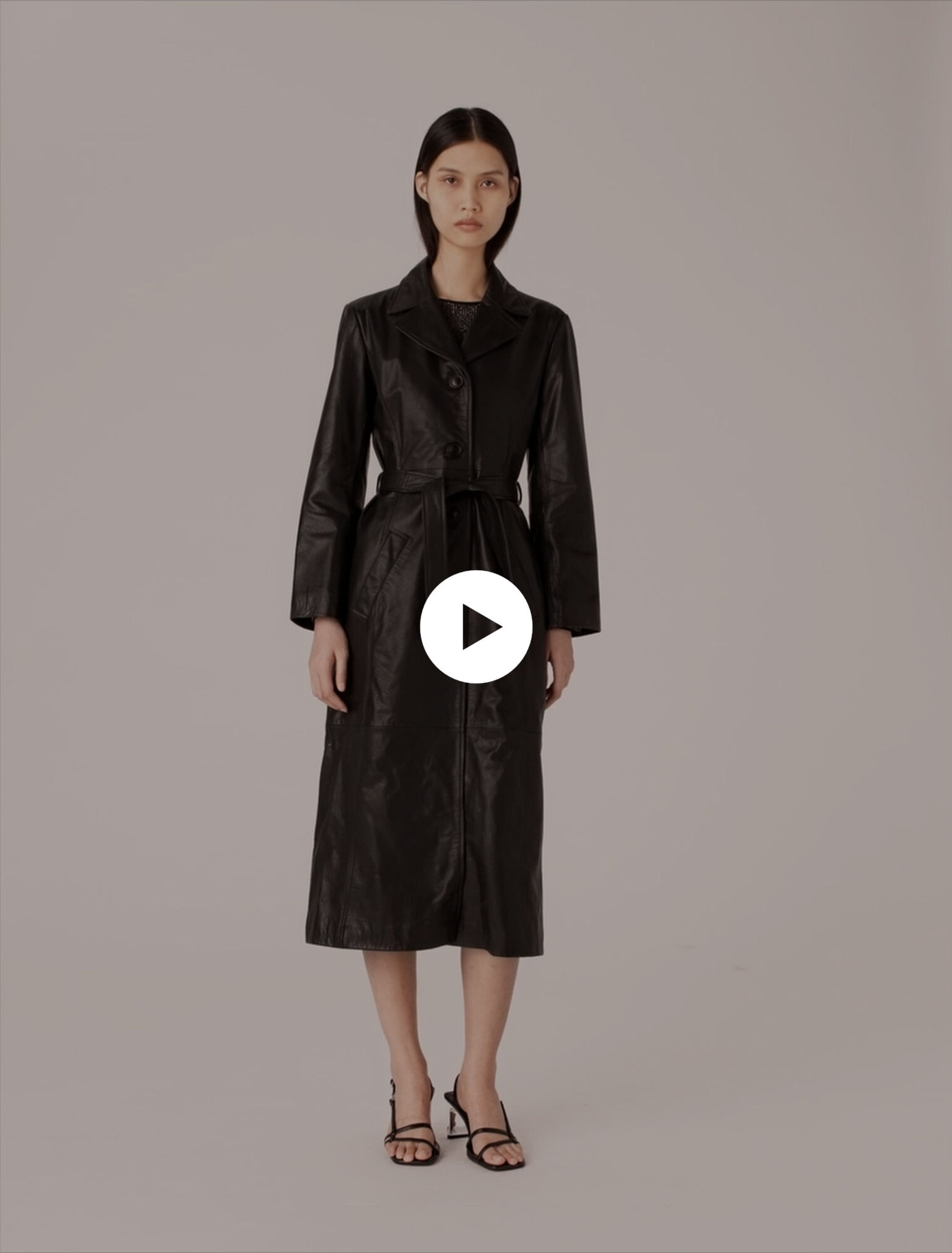 Trench long en cuir