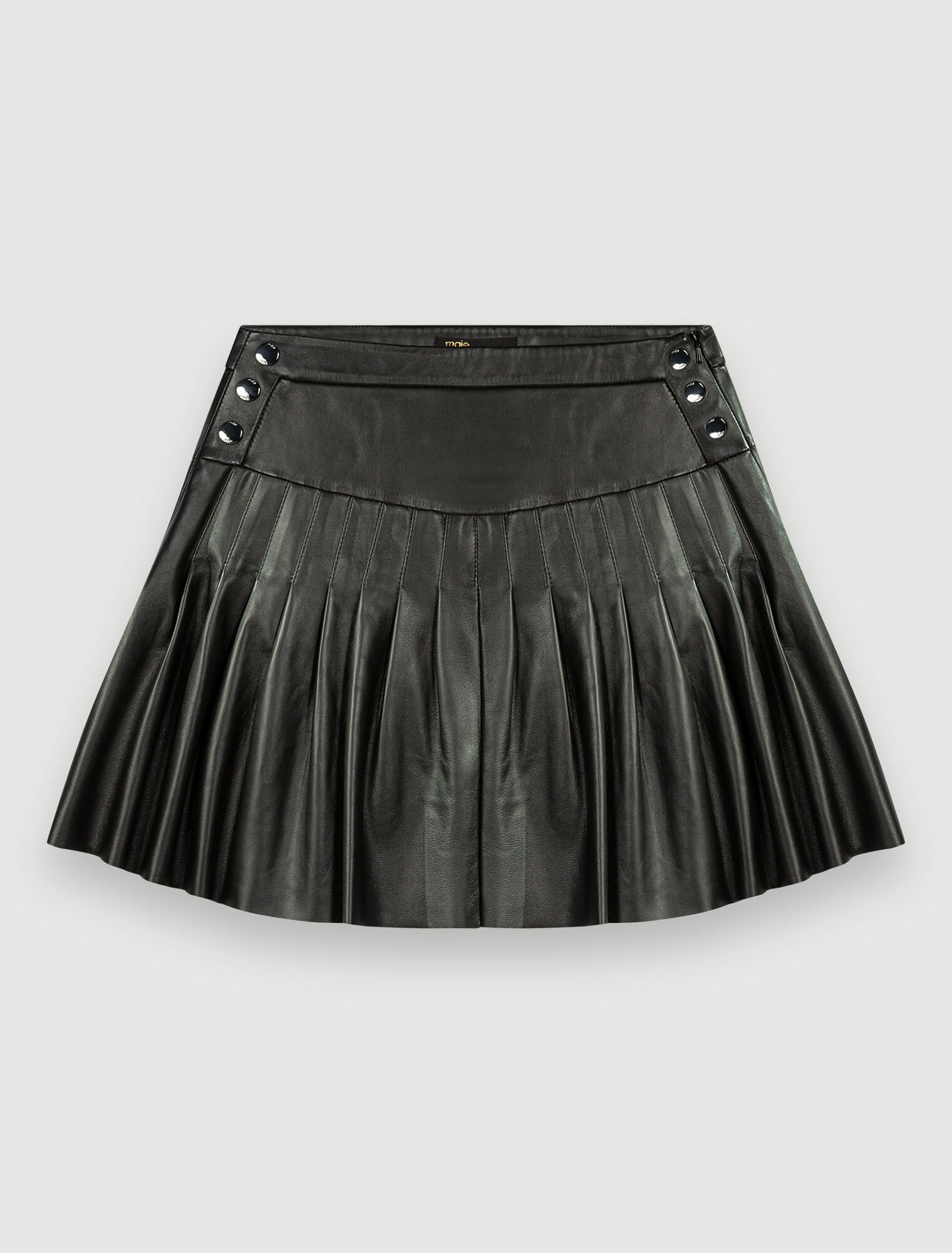 Jupe en cuir évasée à plis