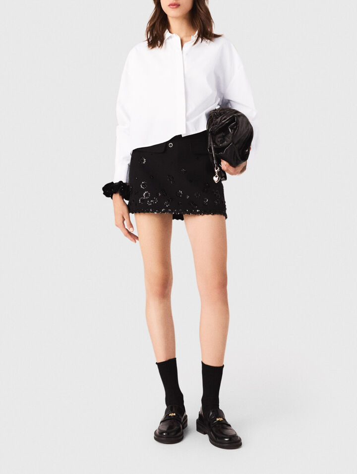Short trompe l'&oelig;il brod&eacute;