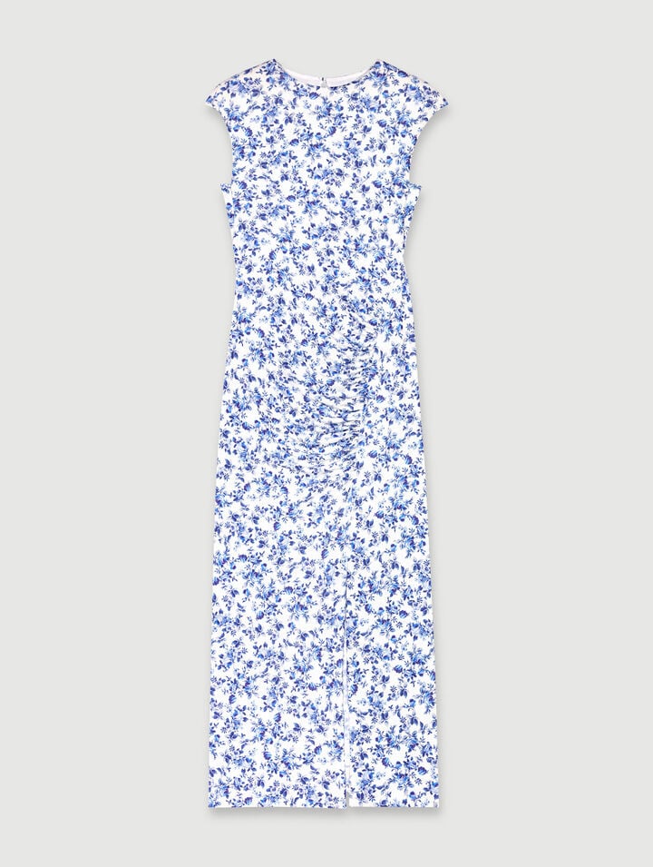 Robe Longue ImprimÃ©e - ImprimÃ© Petites Fleurs Bleu - Maje