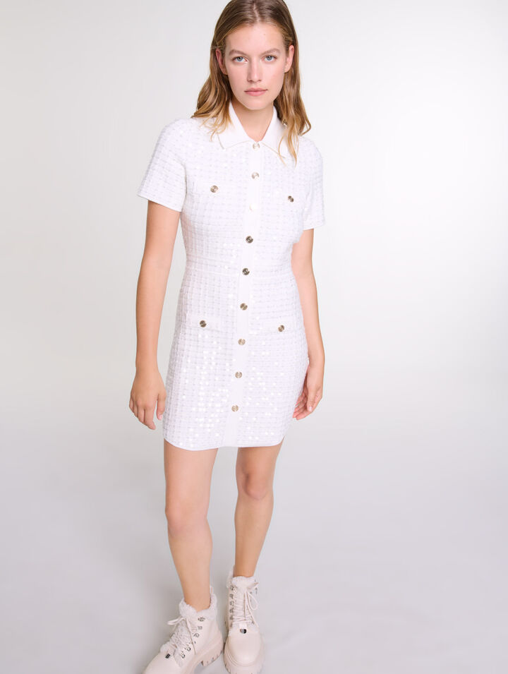 Robe courte en maille à sequins
