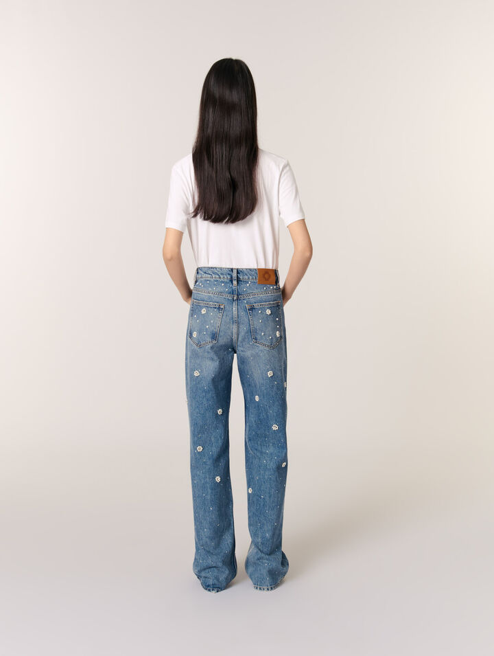Jean large brodé