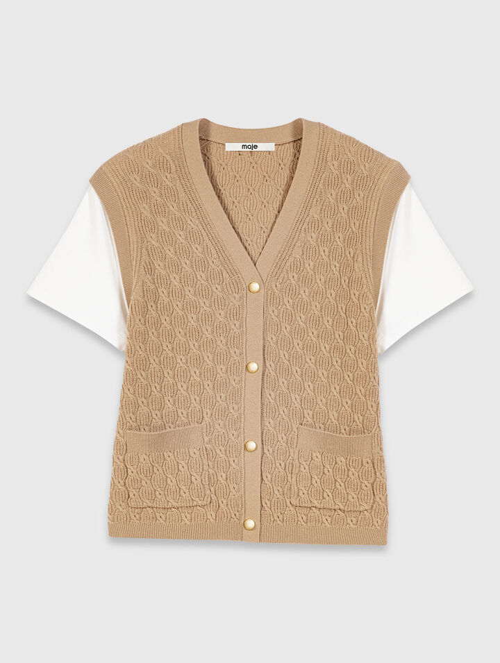 Cardigan effet 2-en-1