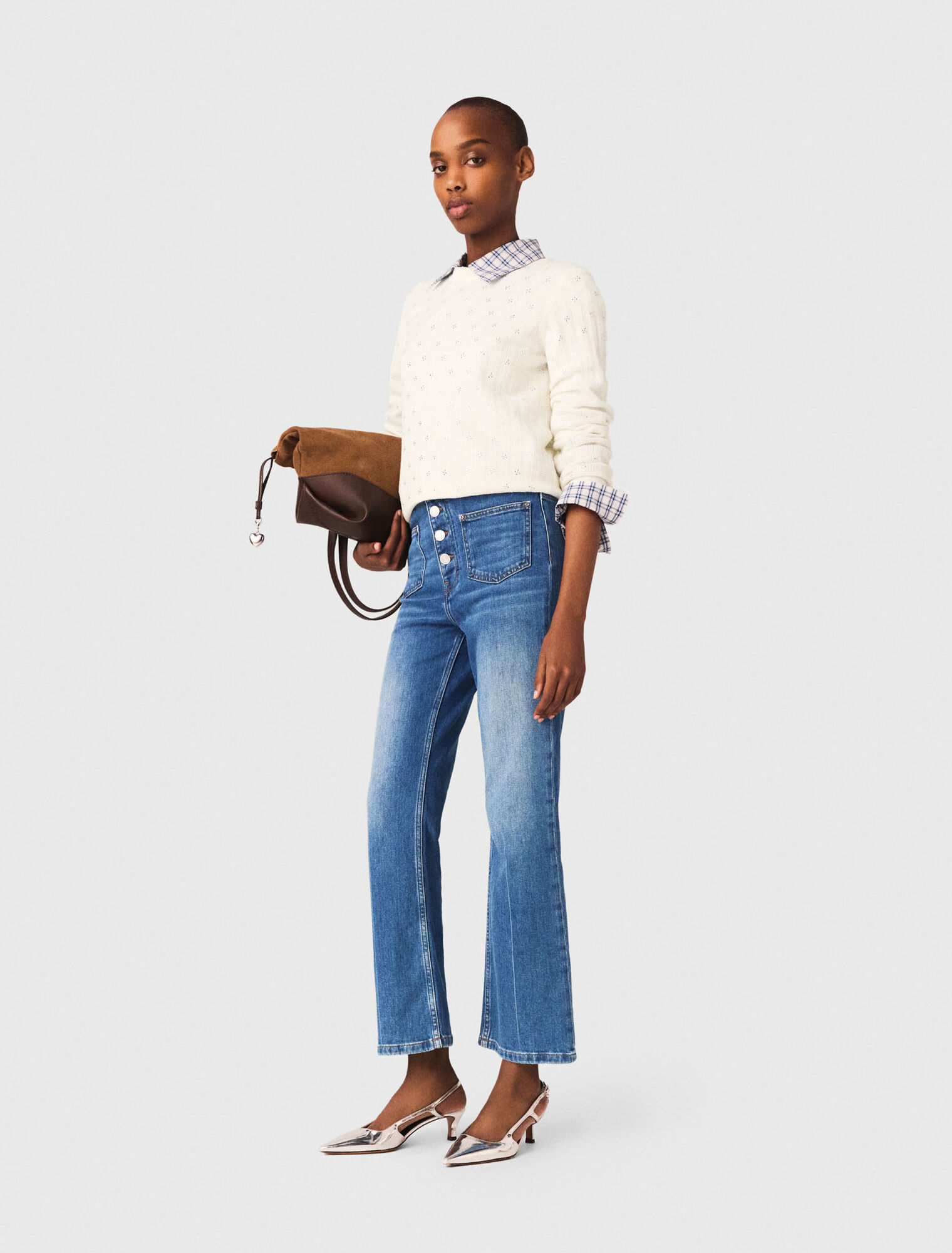 Jean denim &agrave; poches