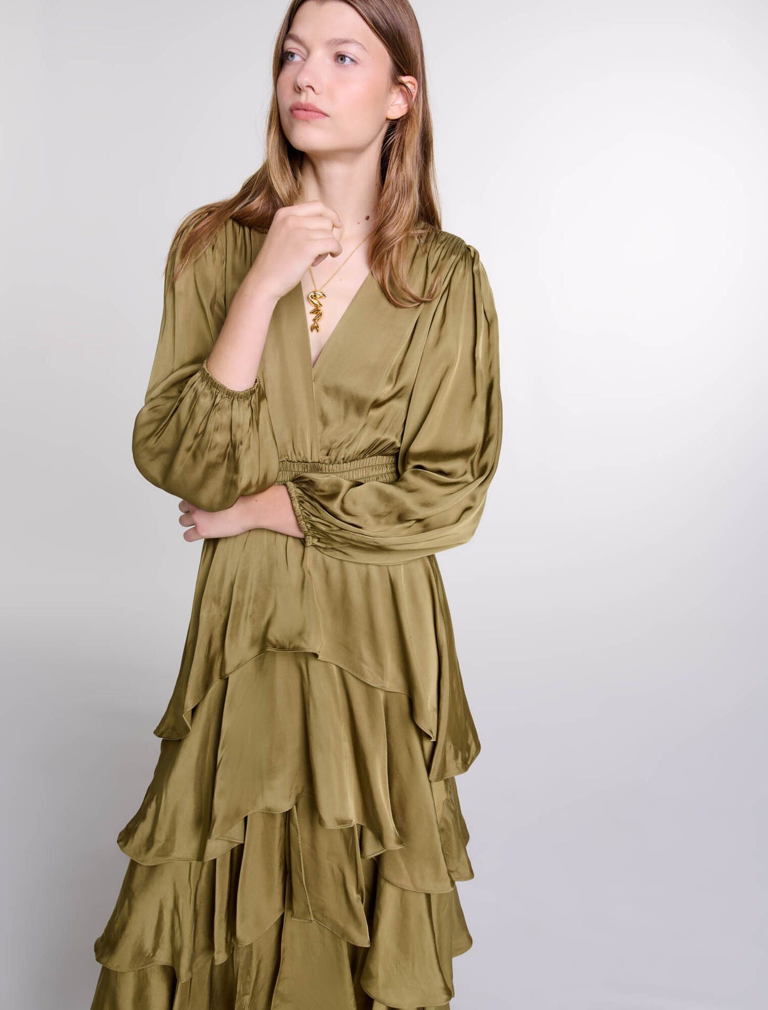 Robe longue à volants