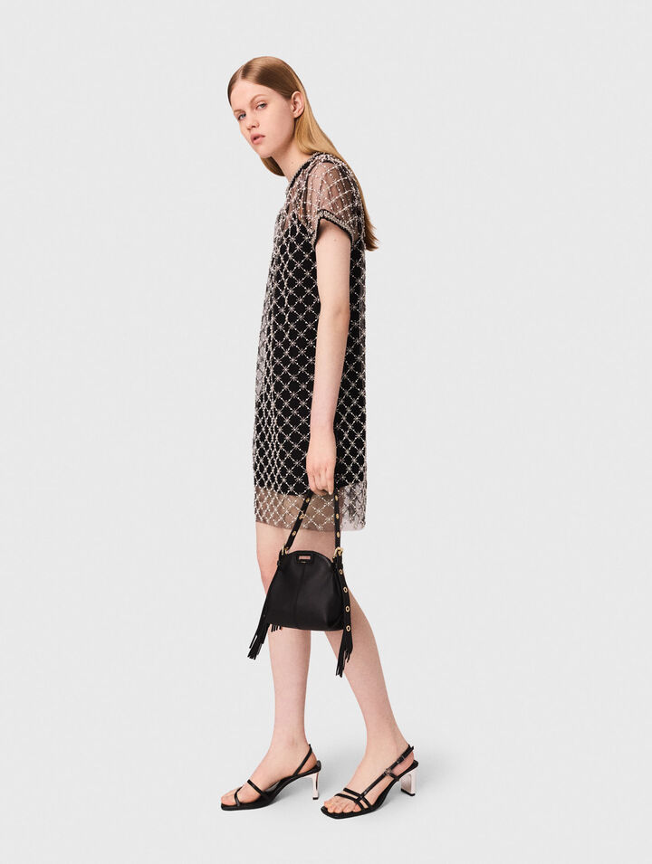 Robe courte en tulle brodé