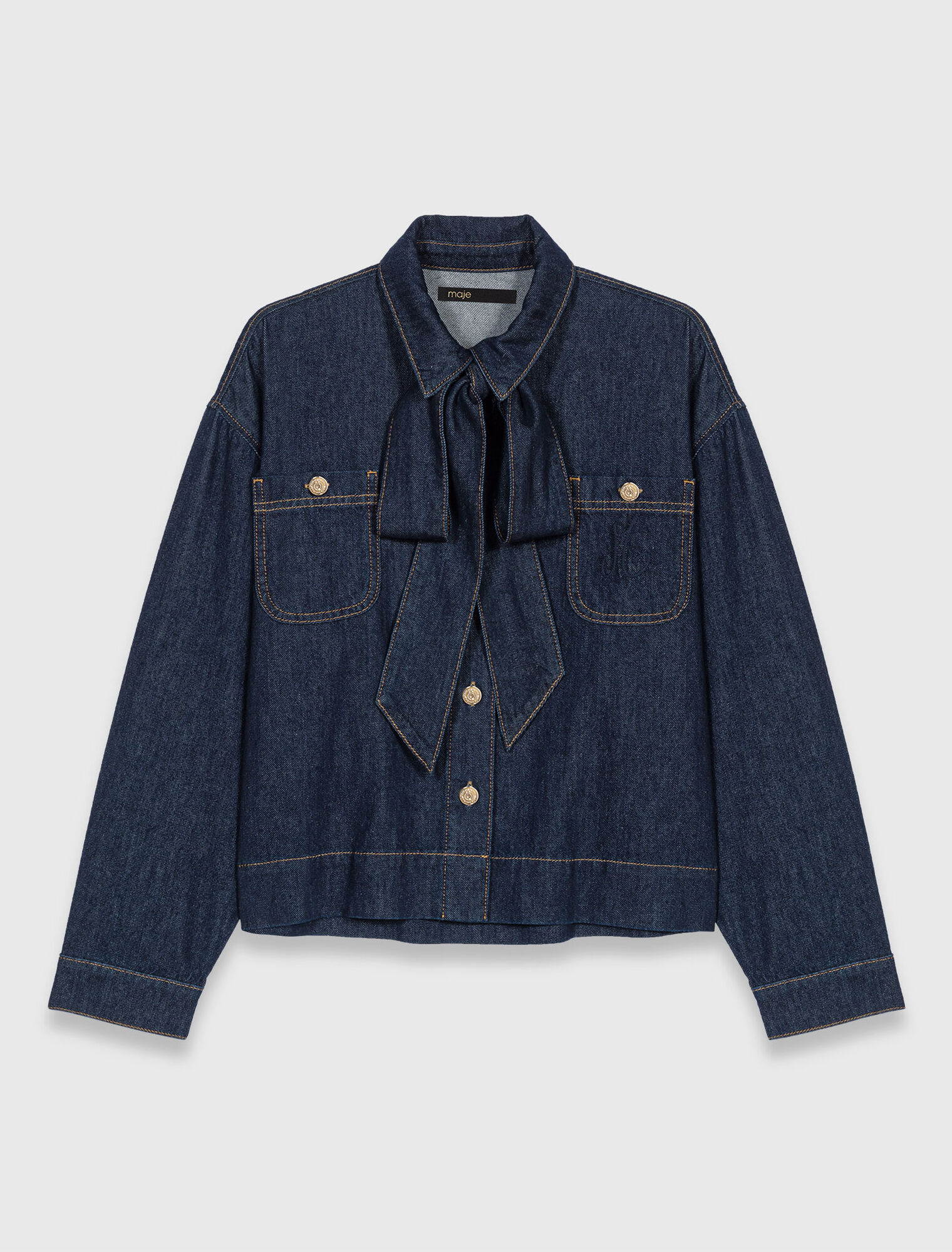 Chemise en denim avec Lavallière