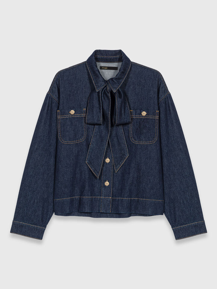 Chemise en denim avec Lavallière