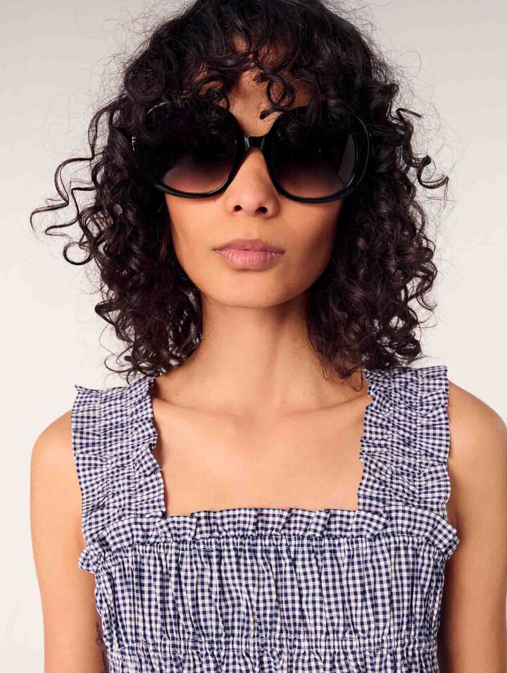 Top smocké à motif vichy