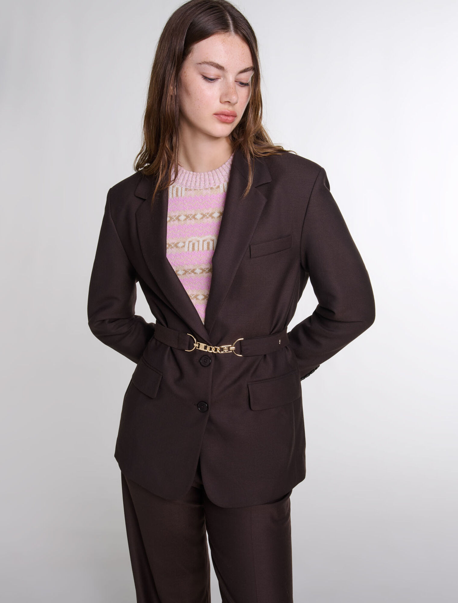 Veste de tailleur à ceinture