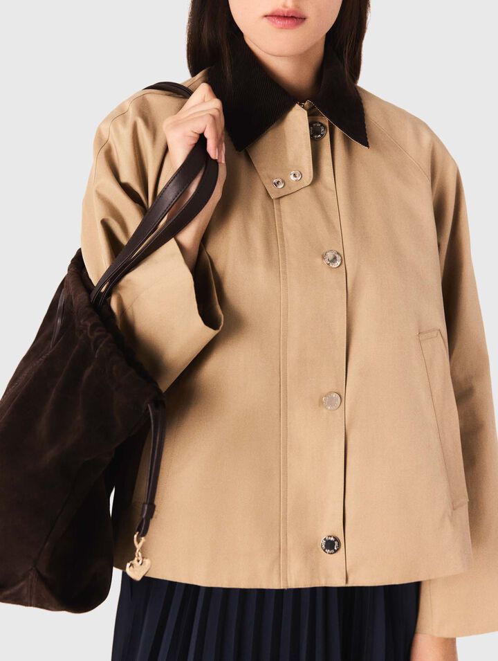 Blouson trapèze à col contrasté