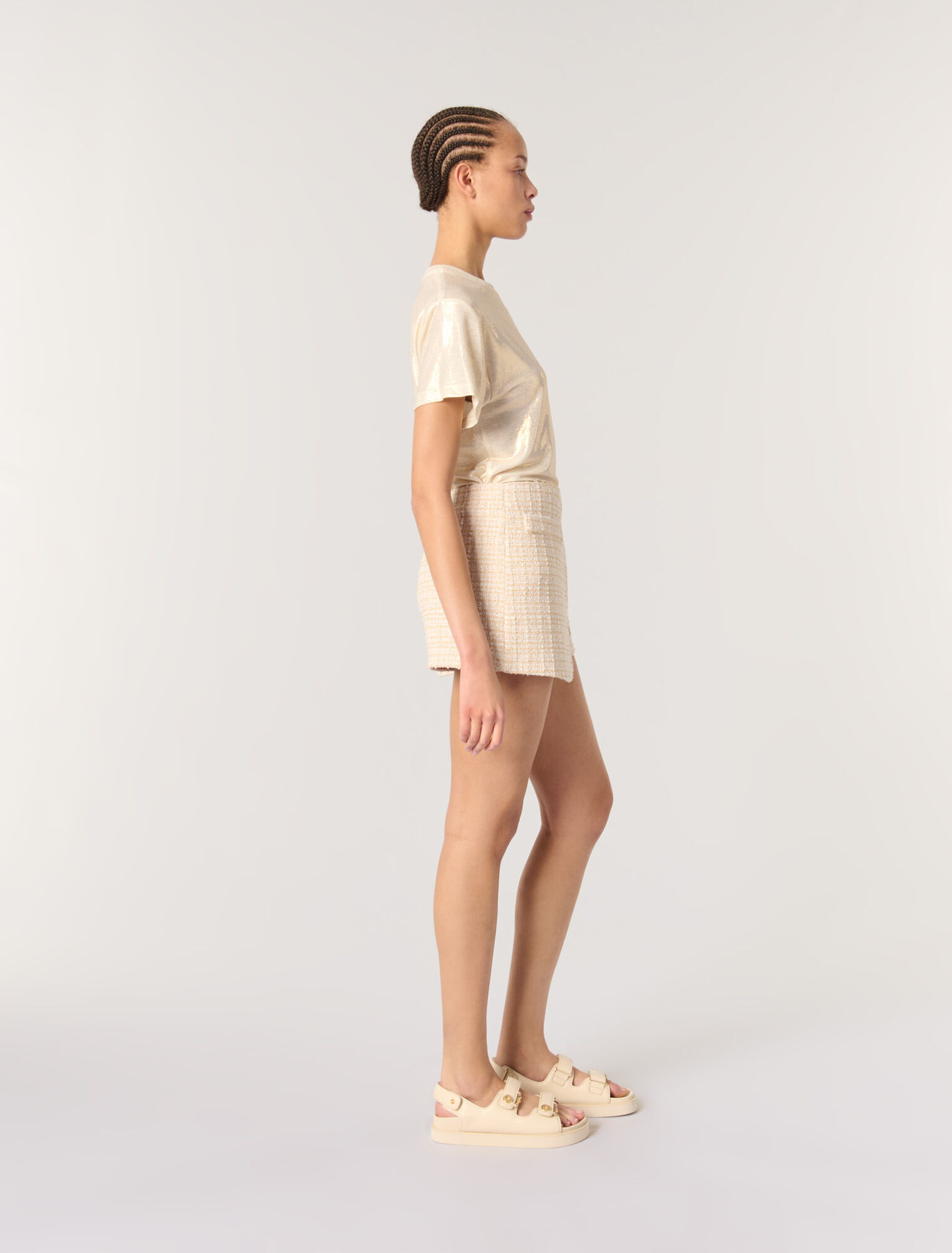 Short trompe l'œil en tweed