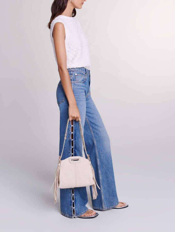 Jeans droit ajouré et perlé