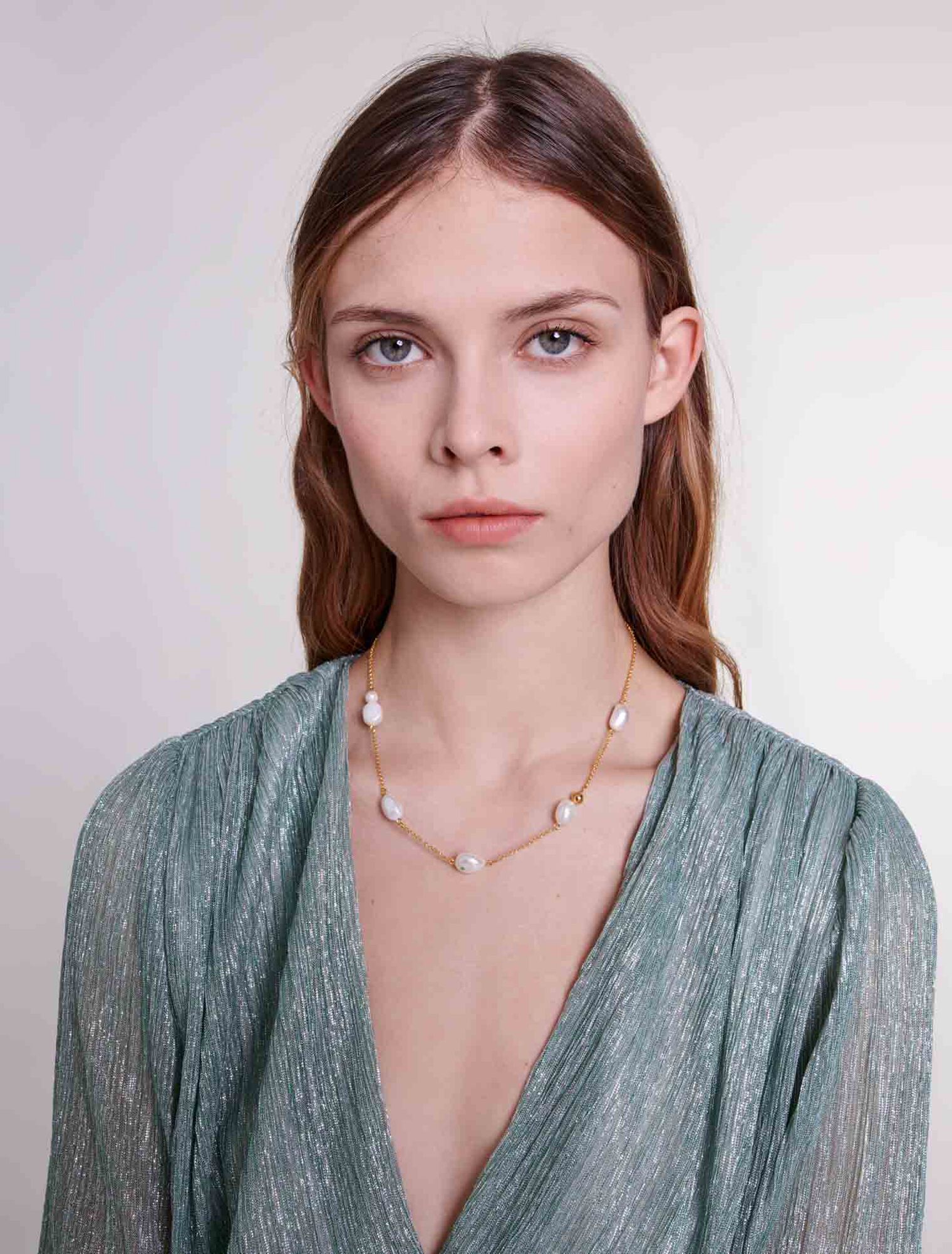 Robe à volants en lurex stretch