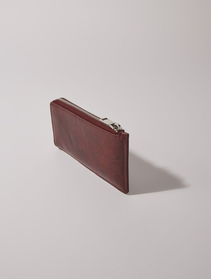 Porte-cartes en cuir craquelé