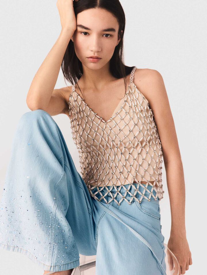 Top en perles avec doublure