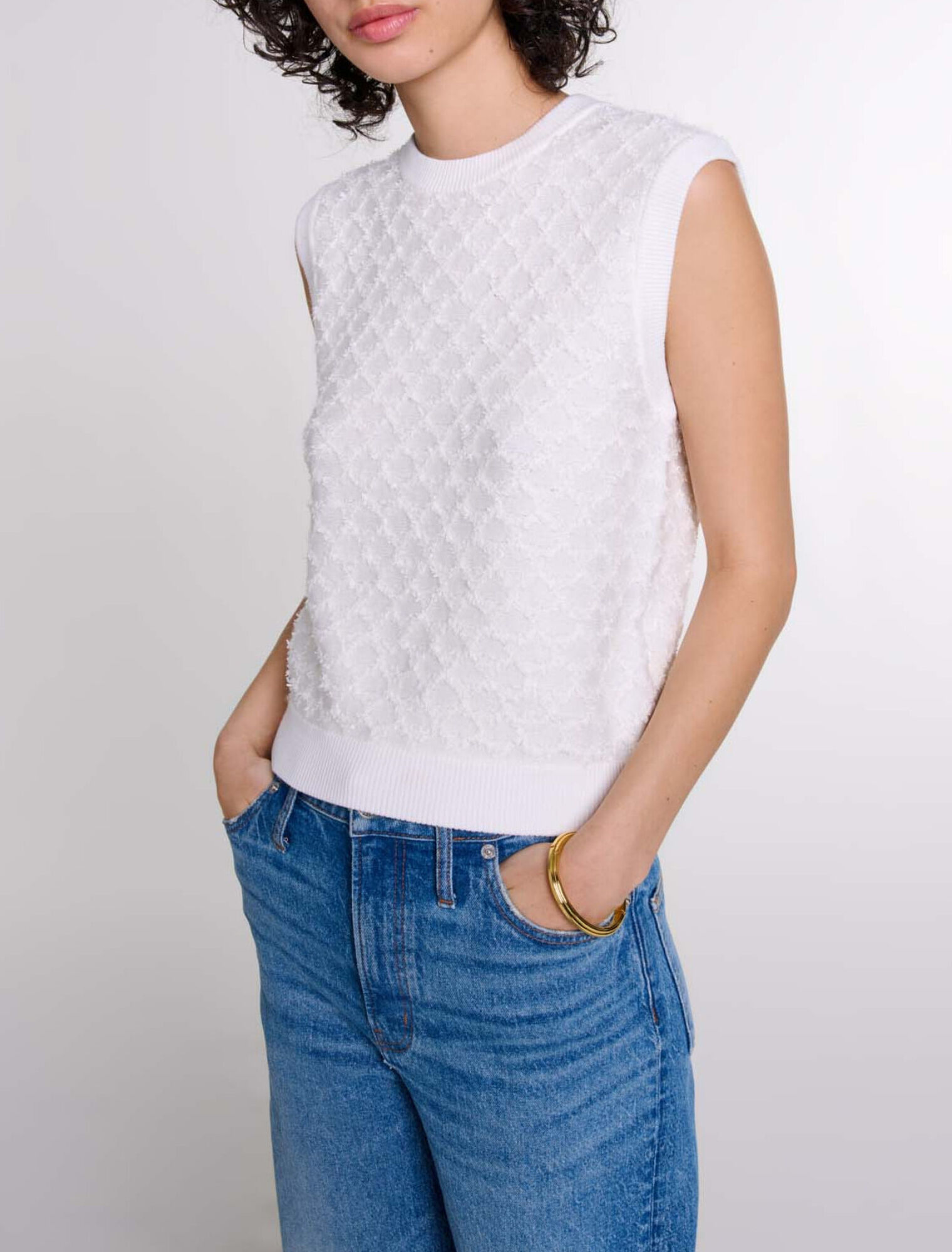 Pull sans manches en maille