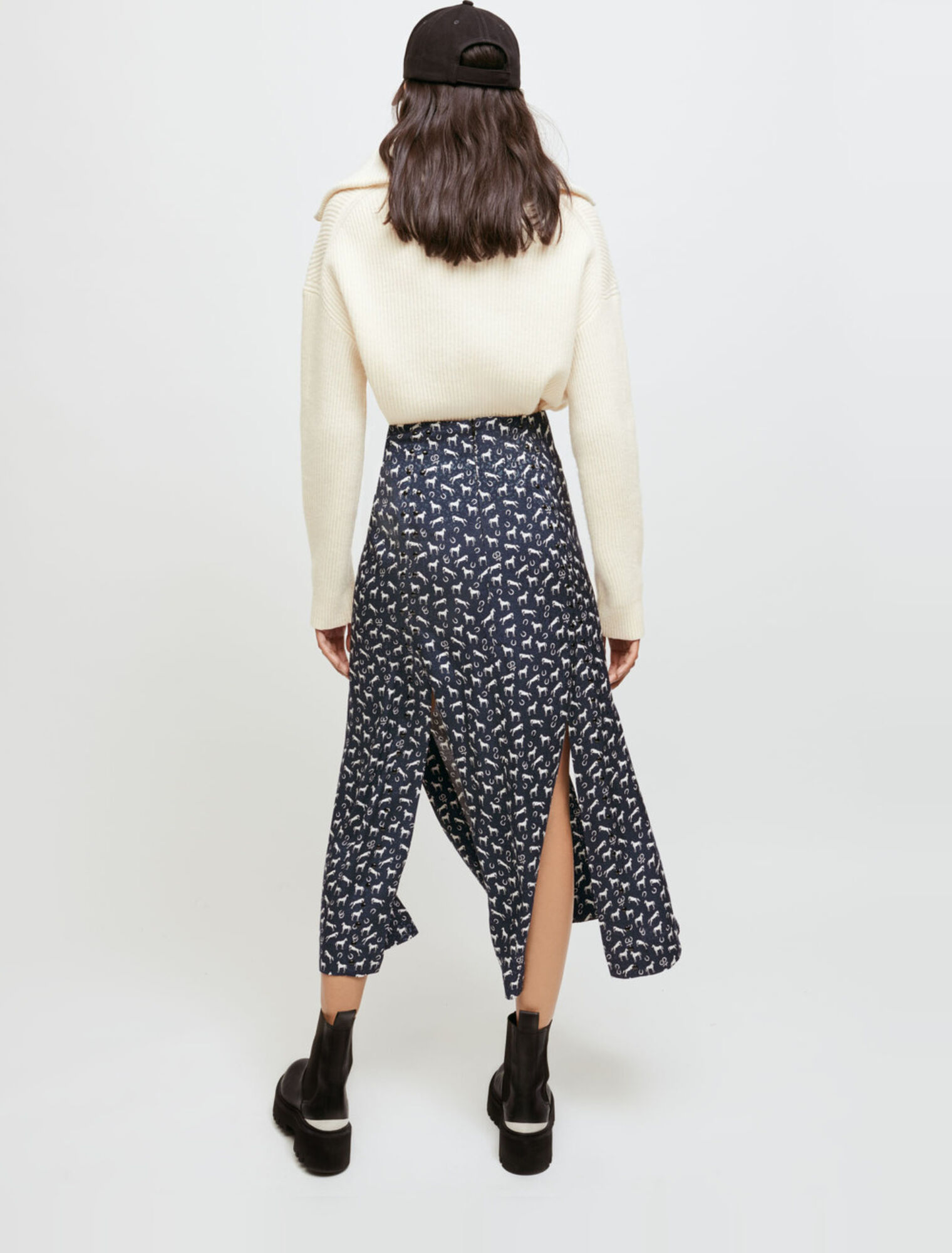 Jupe en jacquard imprimé chevaux à clous