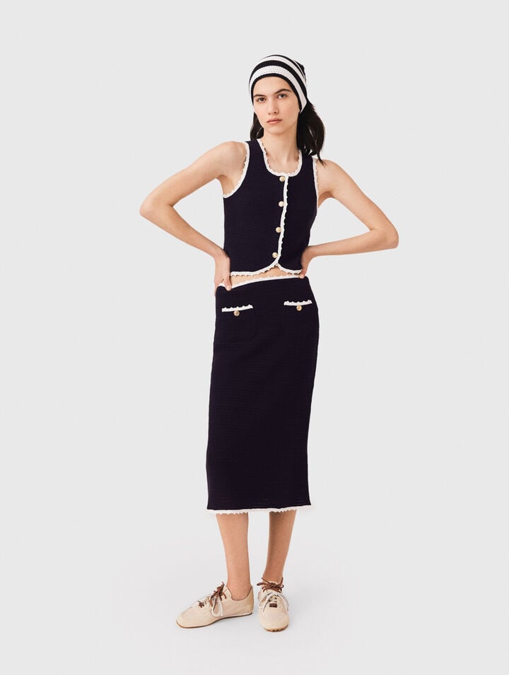 Jupe midi avec finitions en crochet