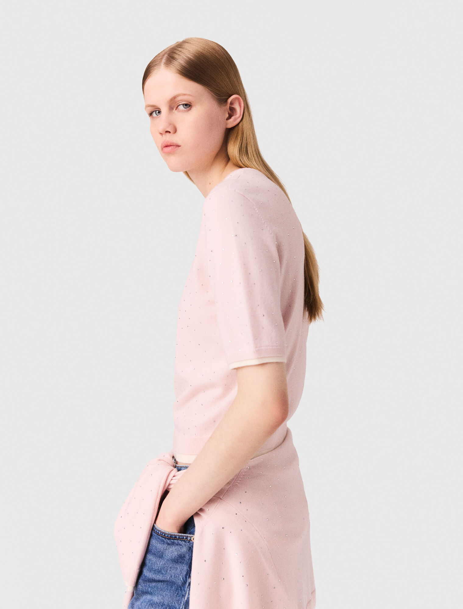 Pull 100% laine à manches courtes