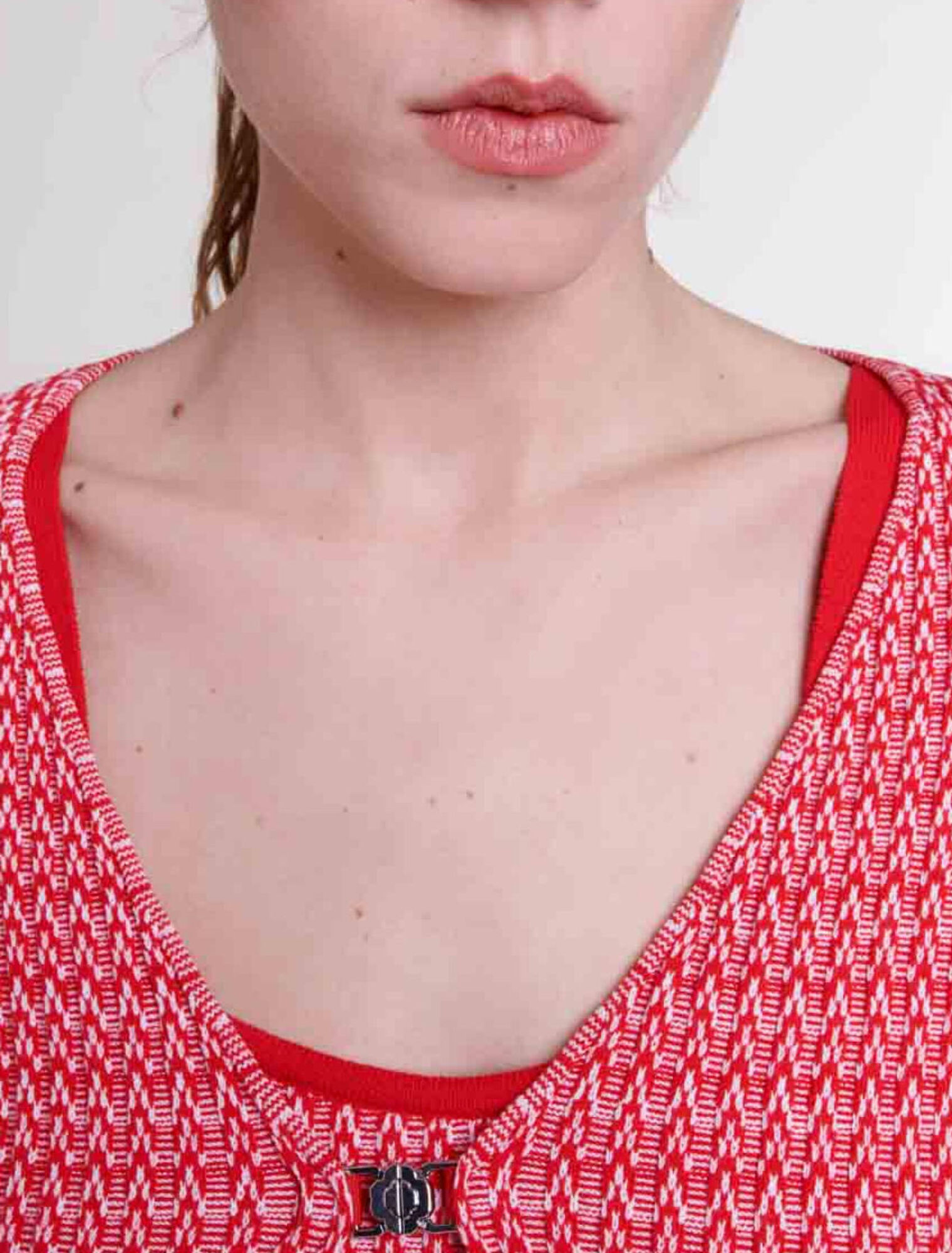 Twin set en maille motifs chevrons
