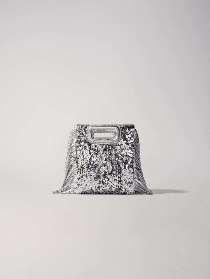 Sac M mini en sequins argents