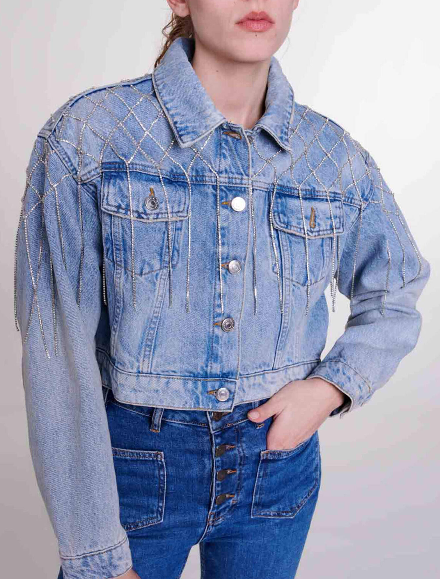 Blouson en jean strassé