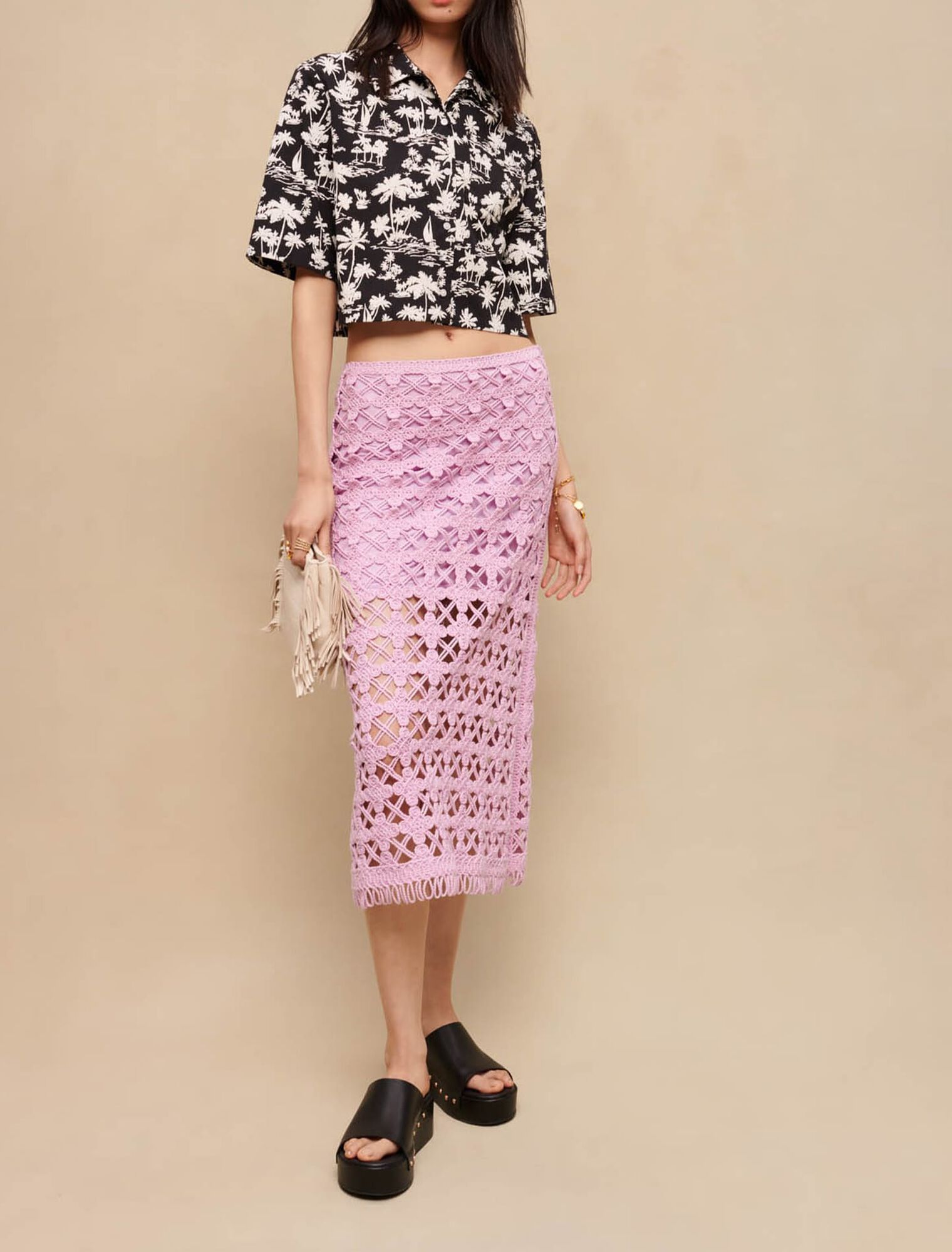 Chemise courte imprimé palmiers