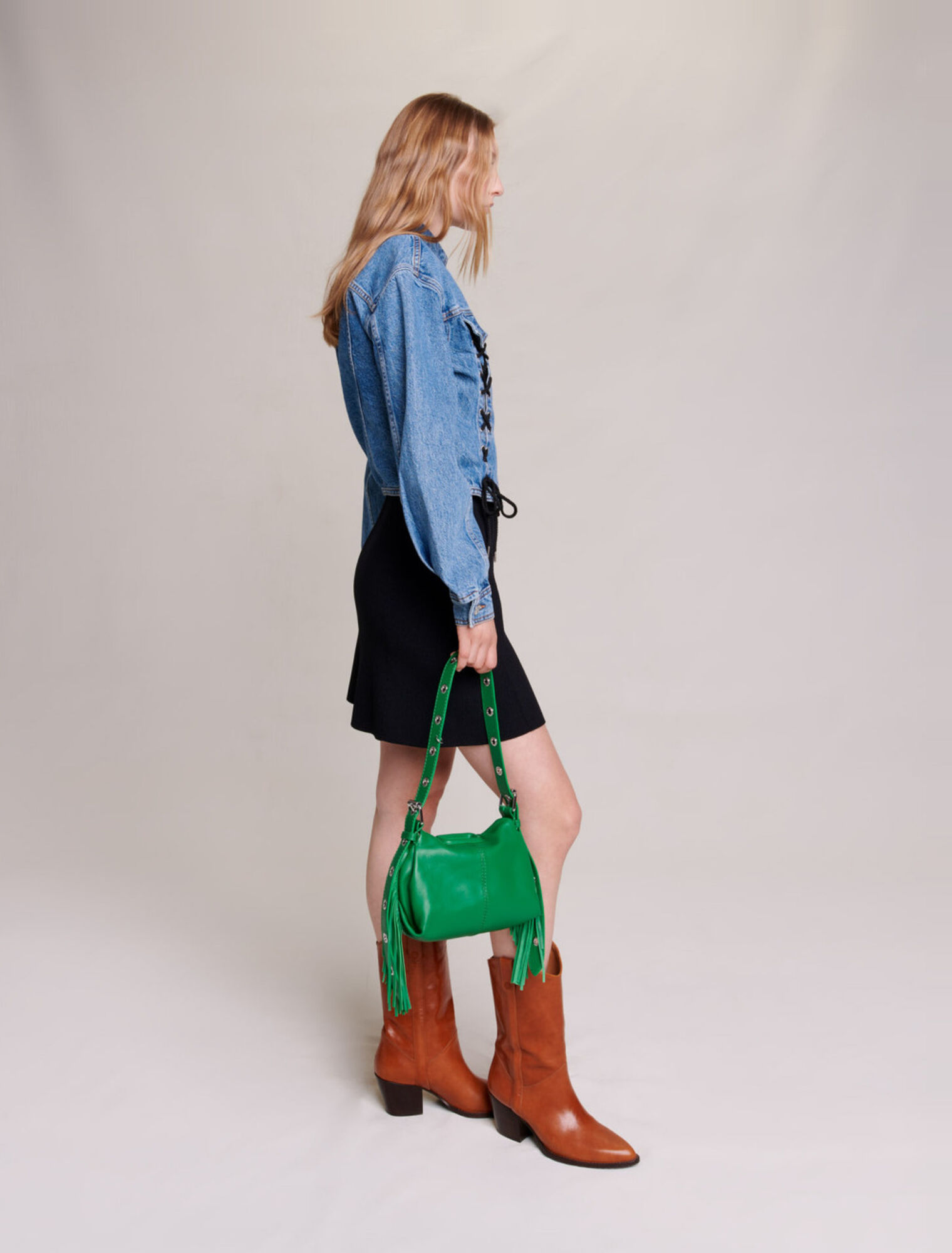 Blouson en jean à laçage