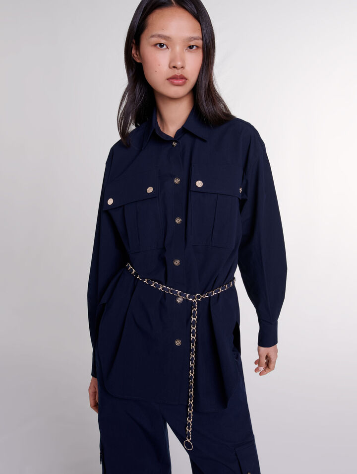 Chemise longue ceinturée 