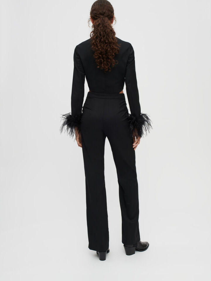 Combinaison pantalon noire à plumes