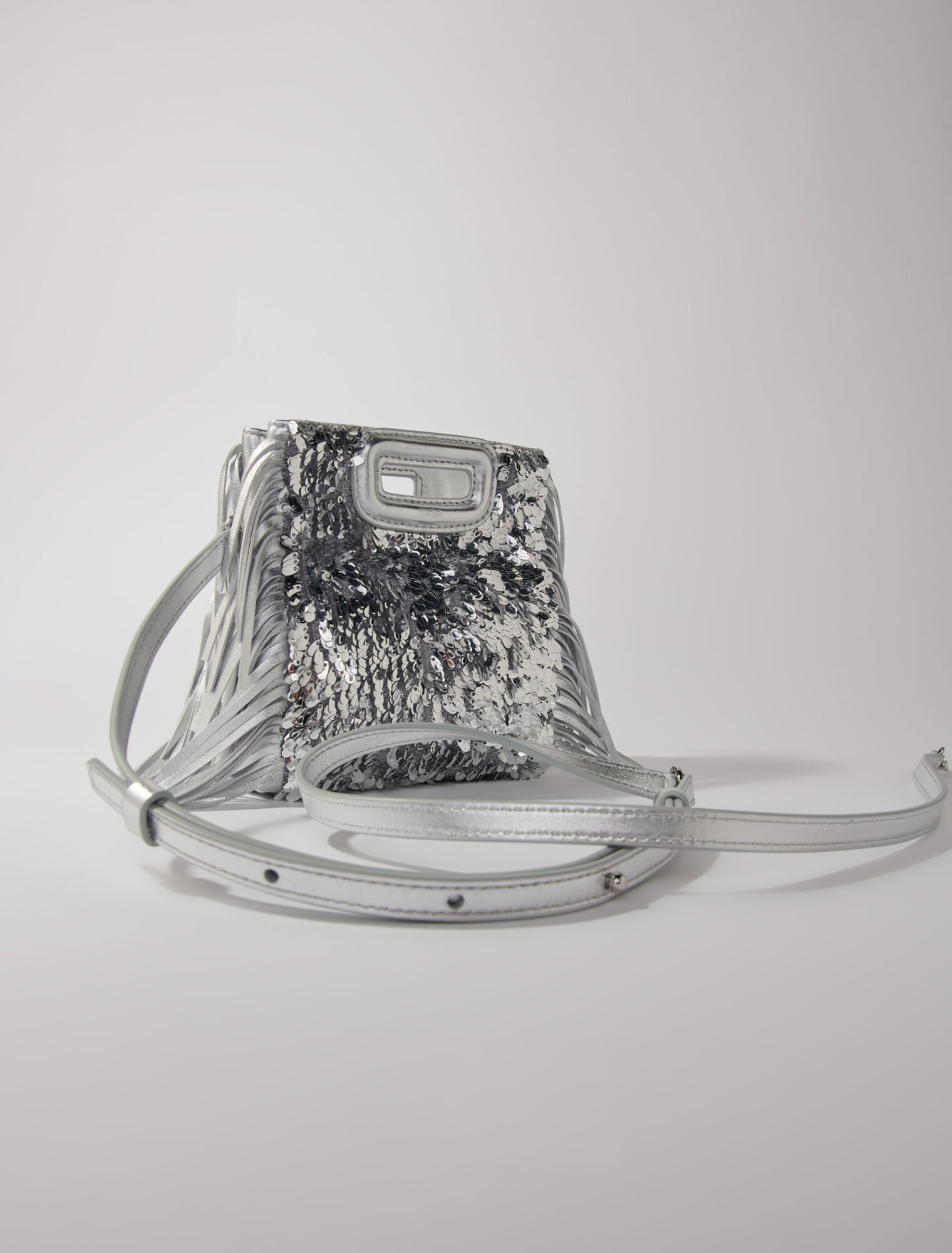 Sac M mini en sequins argents