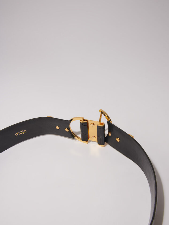 Ceinture large en cuir effet croco