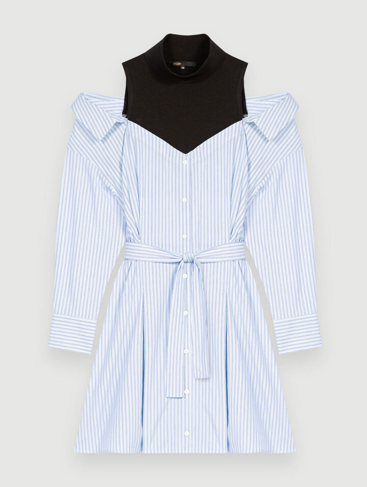 Robe chemise trompe-l'œil à rayures