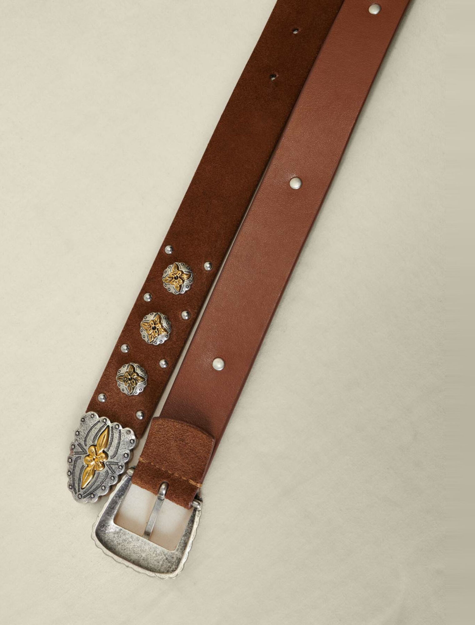 Ceinture western en cuir suédé