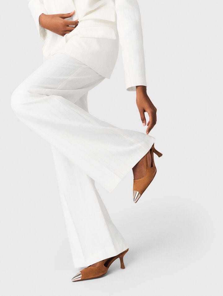 Escarpins su&egrave;de &agrave; bout m&eacute;tallique