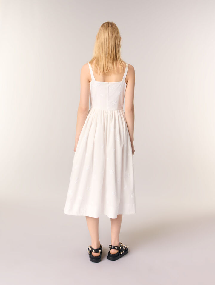Robe midi en coton brodée