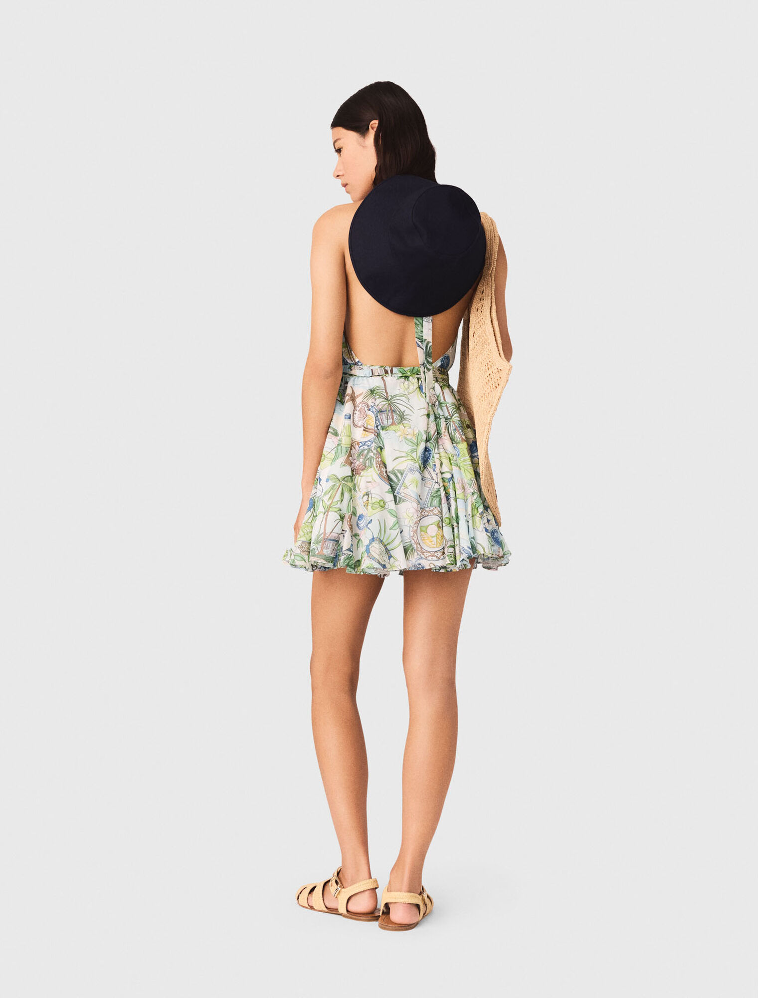 Robe courte imprim&eacute;e dos nu