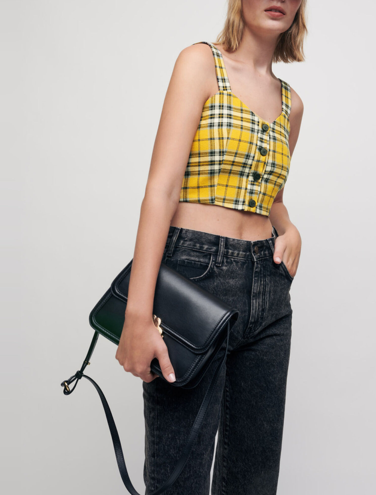 Crop top à carreaux façon tartan